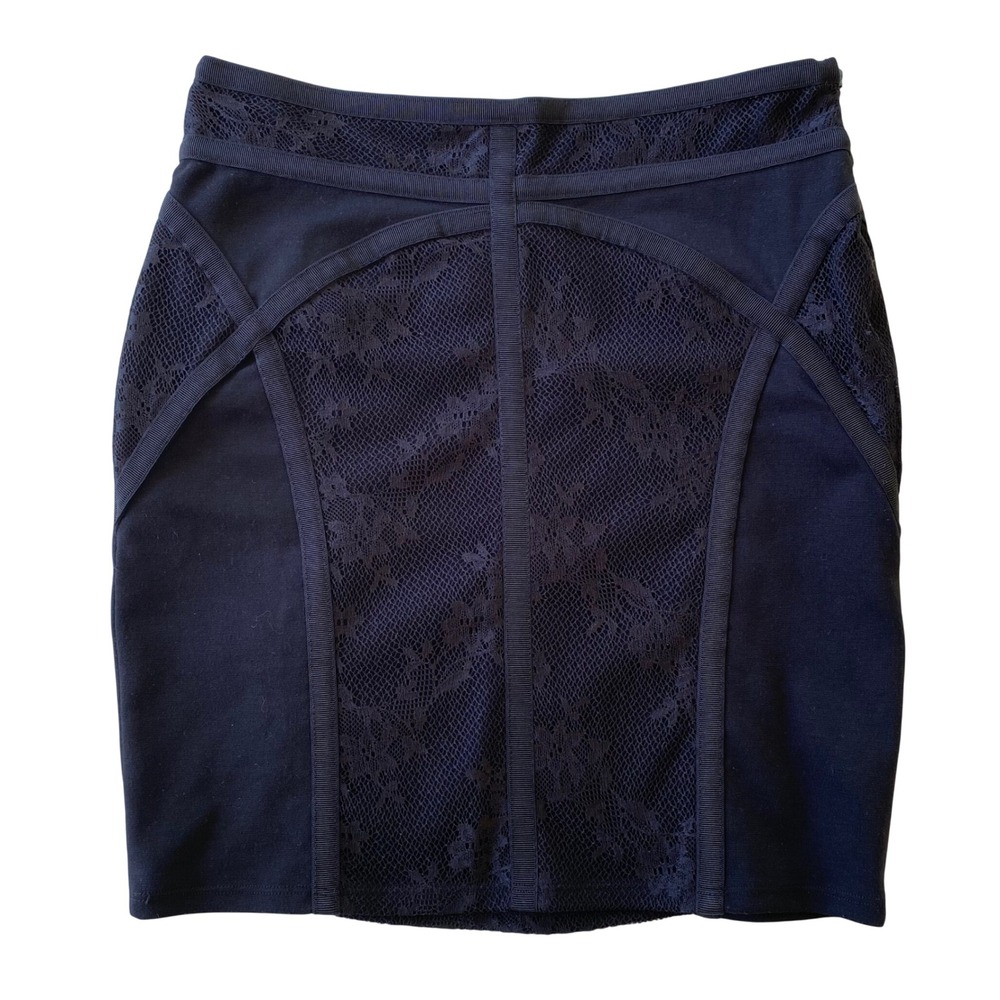 Free People Pencil Mini Skirt Women XS Black Lace Bodycon Whimsigoth Dark Chic